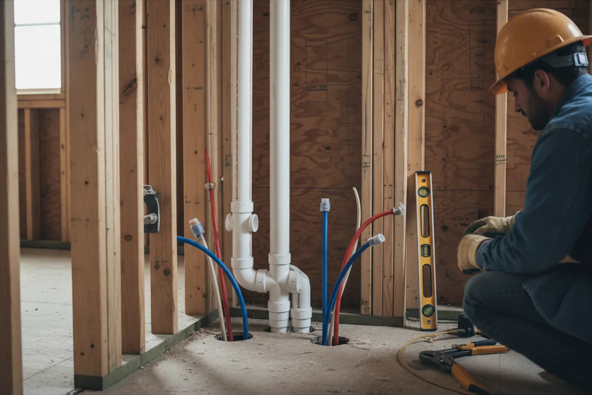 Drain and supply rough-in during Garbage Disposal Repair in Lampe