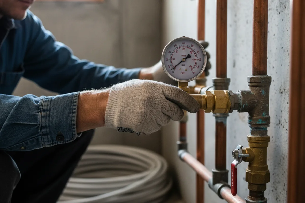 Pressure testing a repaired line during Water Line Repair in Lampe