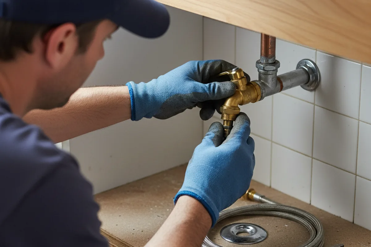 Shutoff valve and fitting work during Emergency Plumbing in Lampe